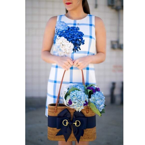 NWT CeCe Spring Meadow Floral Grid Dress New Ivory Women's Size 12 - Picture 1 of 12